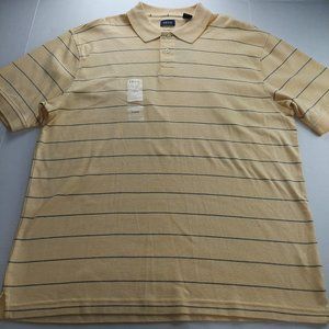 IZOD Mens Golf Polo Shirt Size XL Yellow Stripe 100% Cotton Short Sleeve